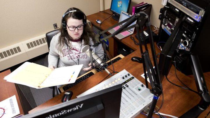 The on-campus radio station is one of the experiential learning opportunities that students who choose a communication major can enjoy.